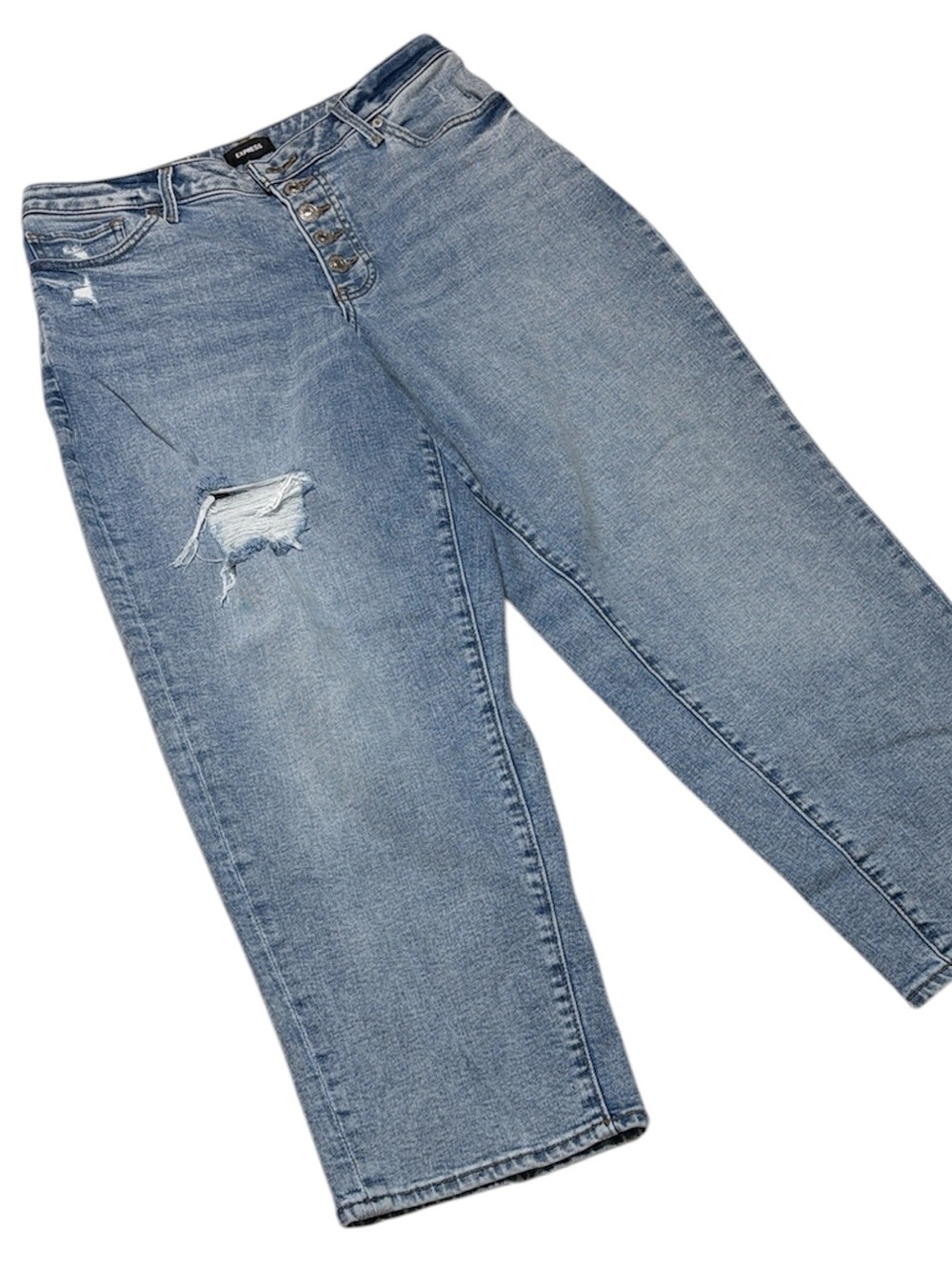 Express Light Blue CURVY Cropped Jeans